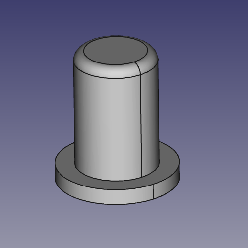 FreeCAD displaying the peg. Bottom part goes inside the case.