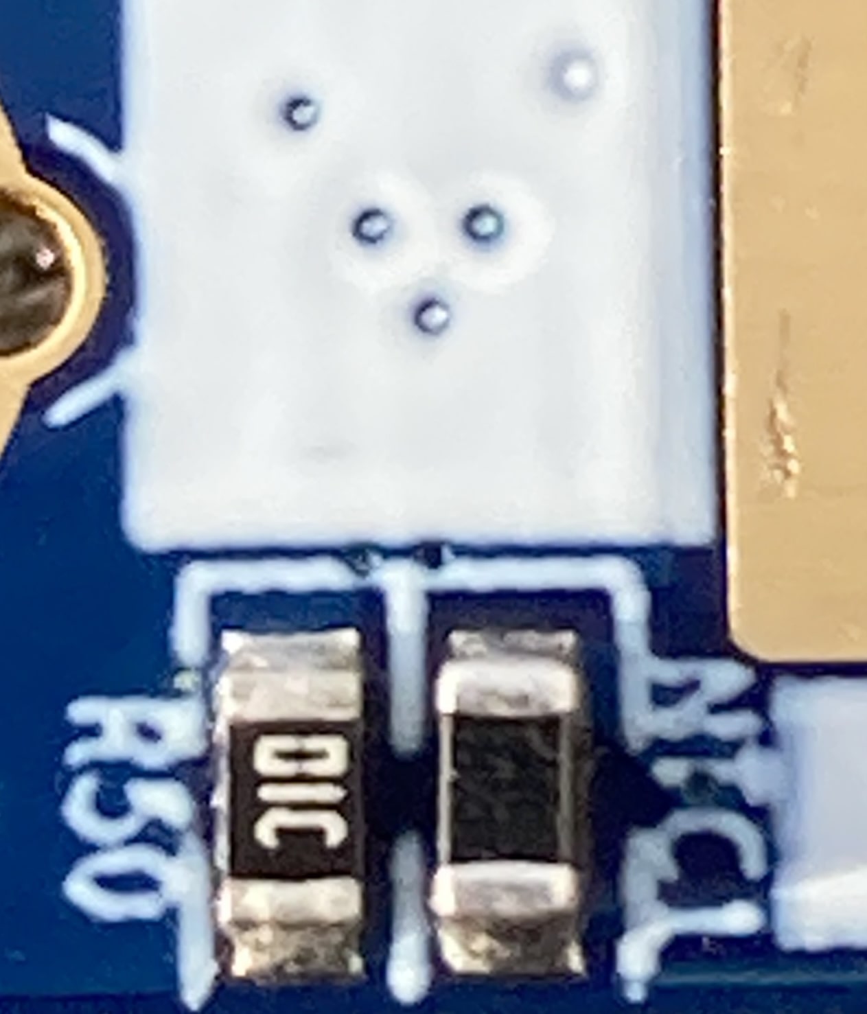 Kapton tape/protect the NTC sensor on opposite side of V2 (V1 does not have this)